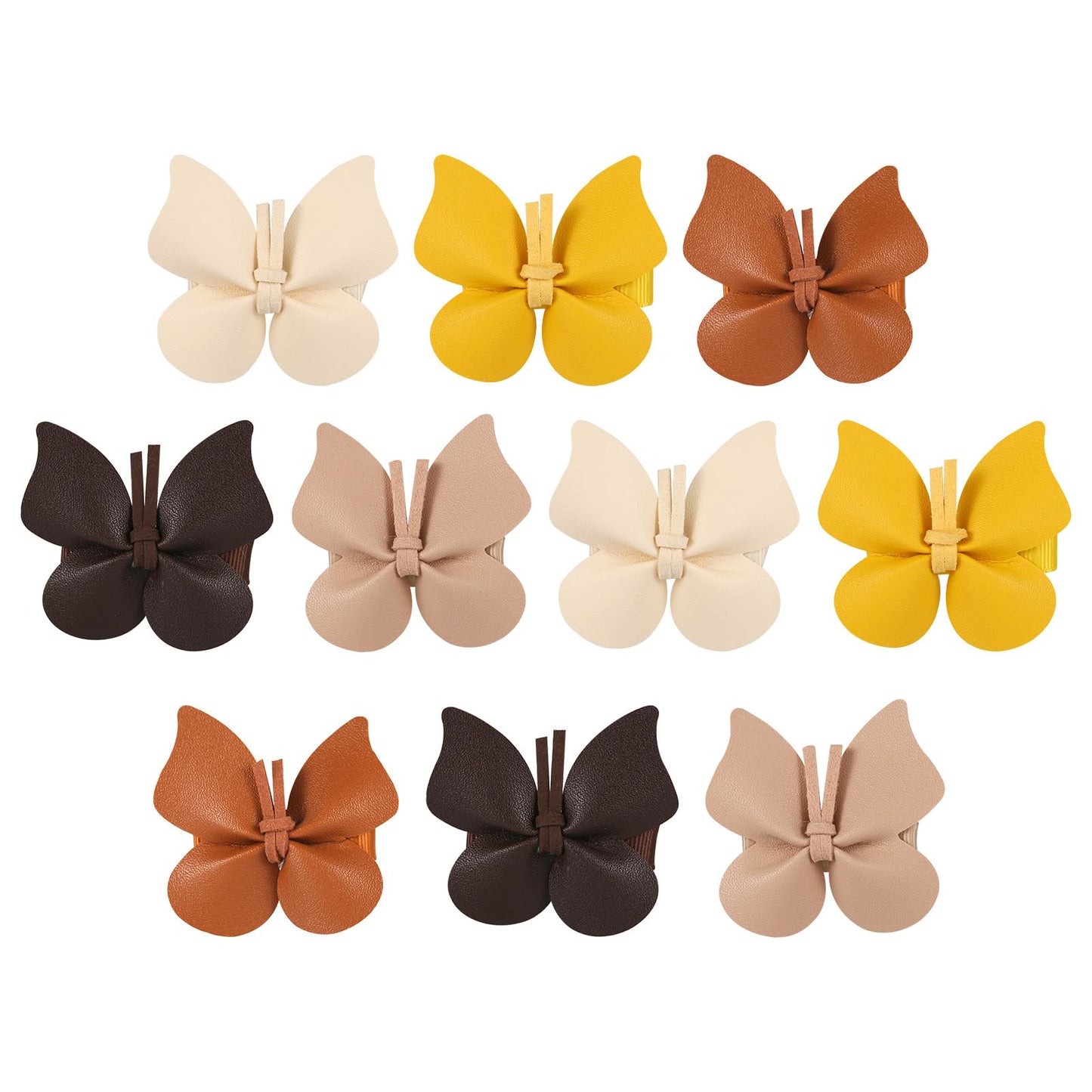 10pcs Butterfly Hair Clips Leather Bow & Fully Lined Alligator Clips Colorful Butterfly Barrettes Hairclips Hair Butterflies Accessories Gifts for Girls Toddlers Baby Women Thick Thin Hair
