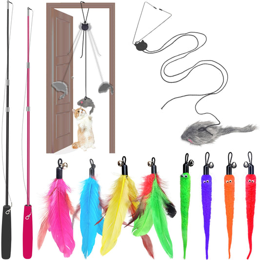 Interactive Cat Feather Wand Toy